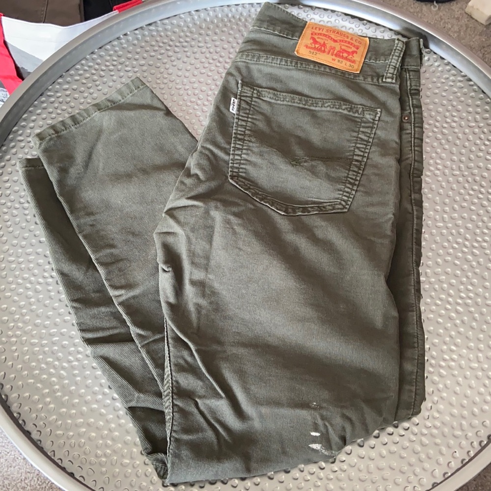 Levi Green Corduroy Size 32 Slim Straight Pants